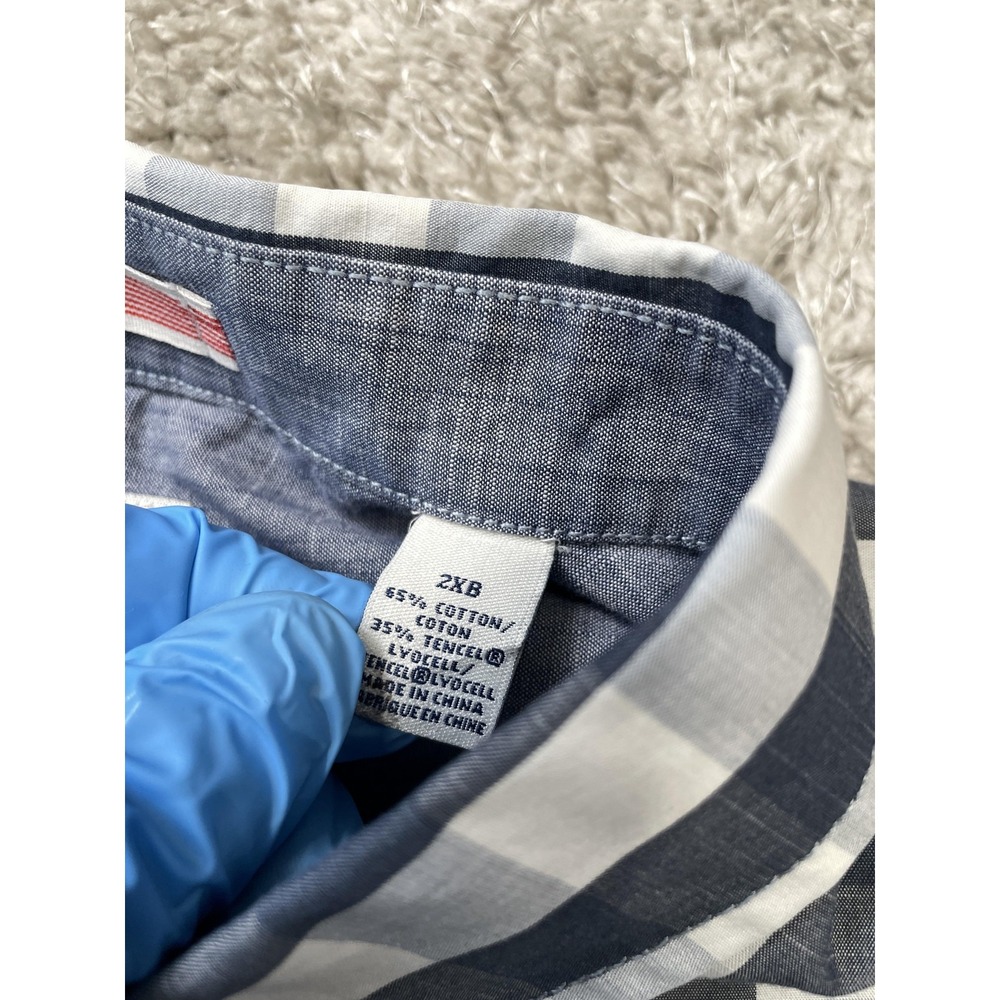Tommy Bahama Shirt Mens 2XB Big & Tall Blue White Gingham Check Button Down - Picture 7 of 11